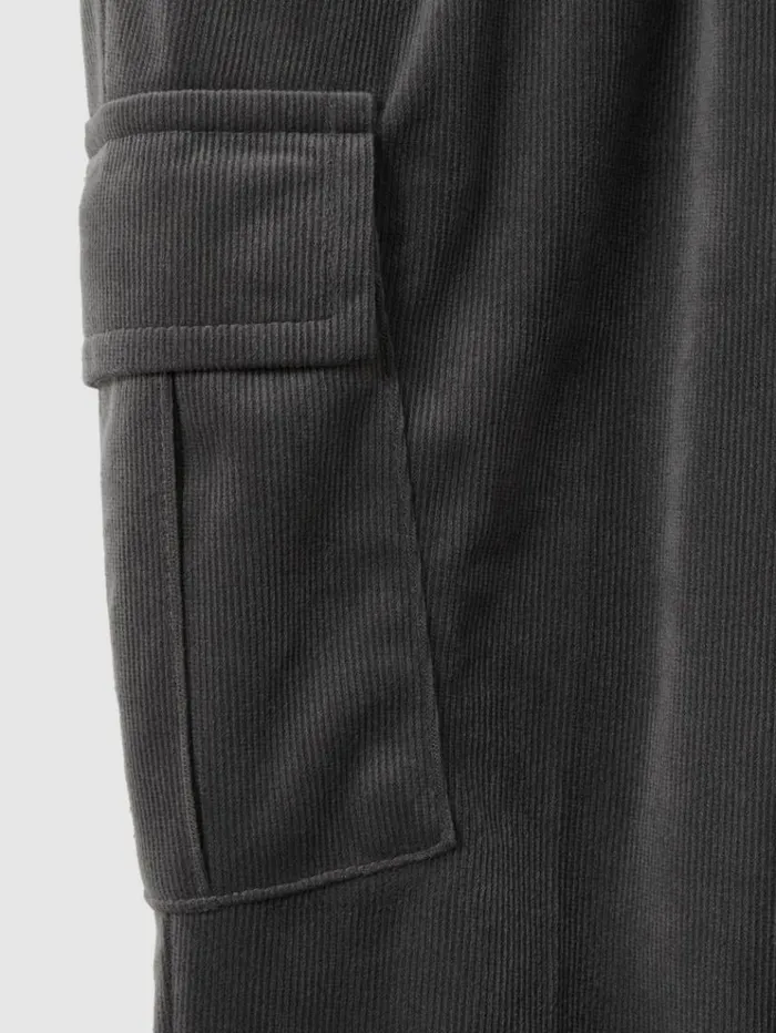 REISS Pants Children Corduroy Drawstring Trousers Steel Grey