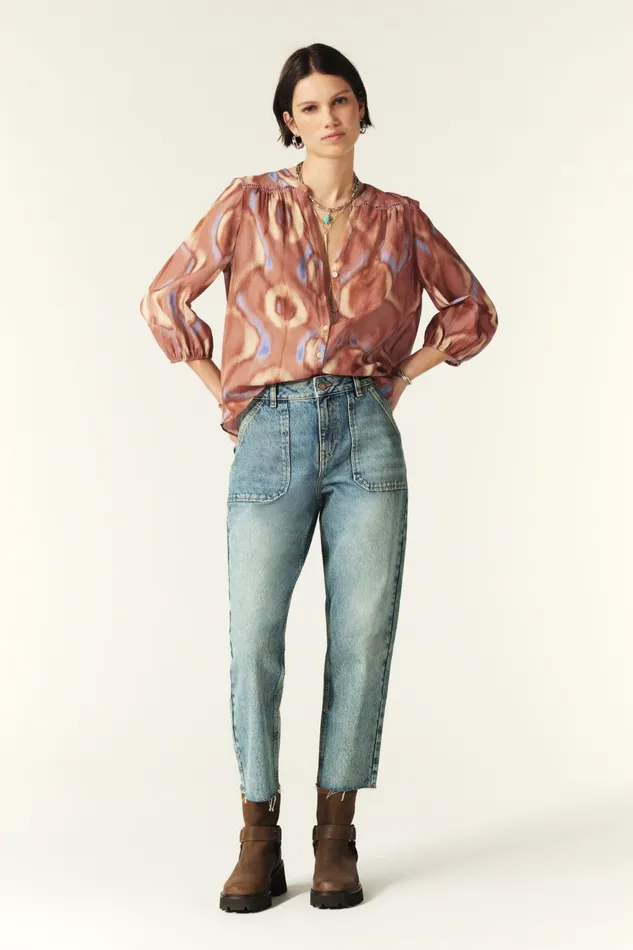 34Sleeve Shirt Cobby Pink Women Baandsh Tops and Shirts