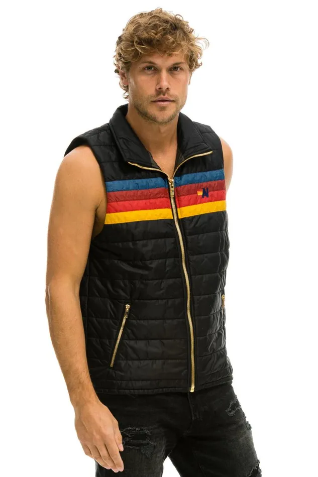 4 Stripe Vest 8211 Black Men Aviator Nation Vests