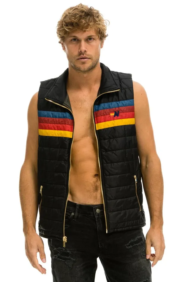 4 Stripe Vest 8211 Black Men Aviator Nation Vests