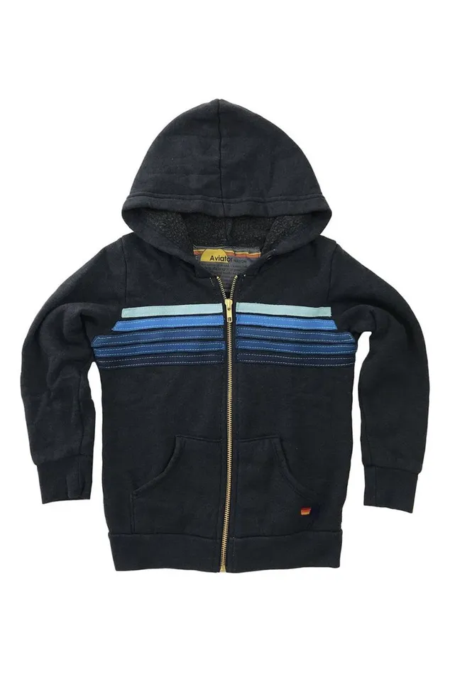5 Stripe Hoodie 8211 Charcoal Blue Kids Aviator Nation Hoodies