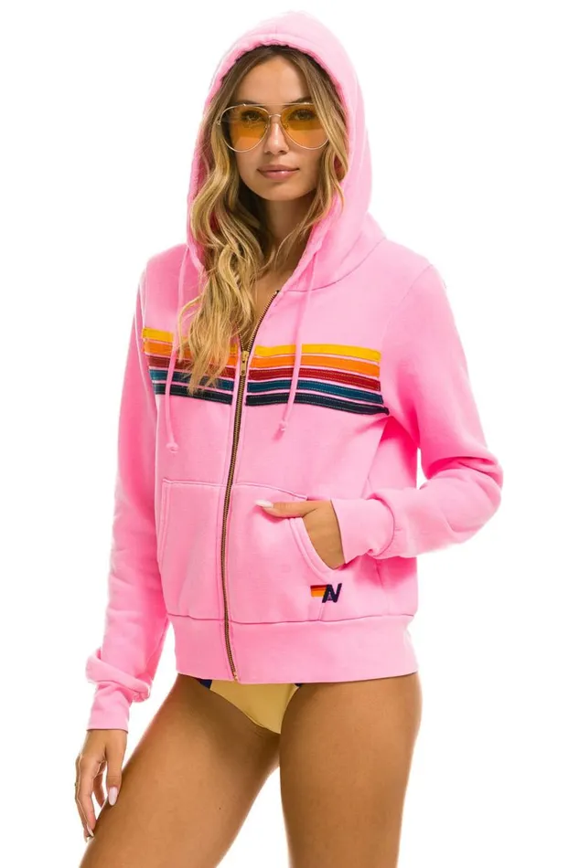 5 Stripe Hoodie 8211 Neon Pink WomenMen Aviator Nation Hoodies