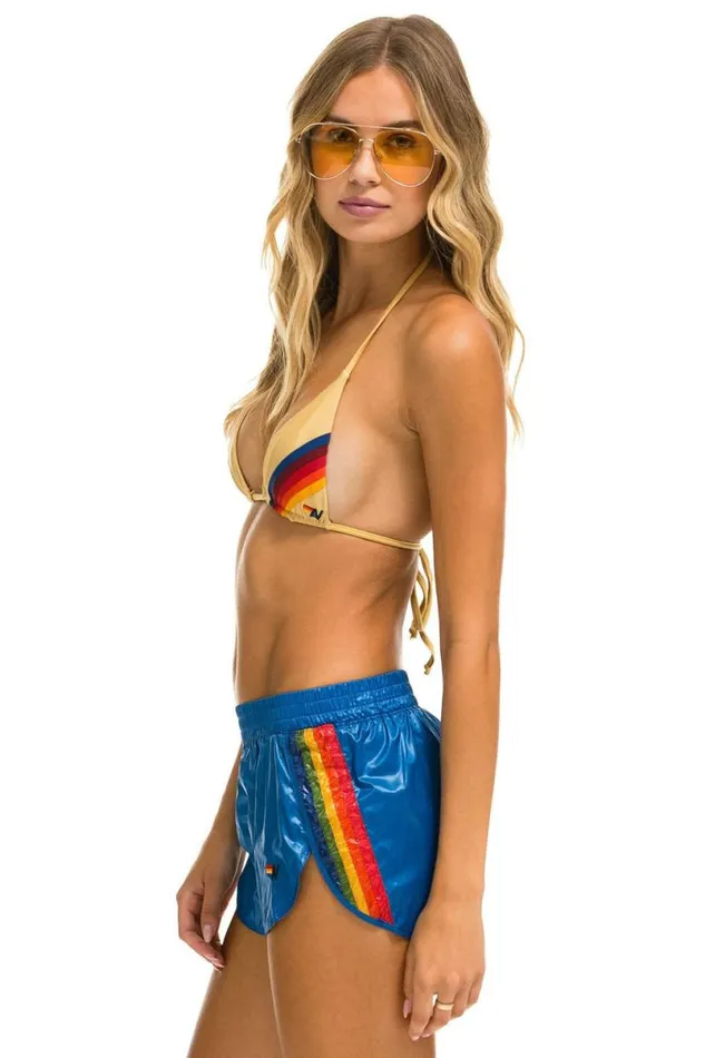 5 Stripe Nylon Jogger Short 8211 Snorkel Blue Women Aviator Nation Shorts