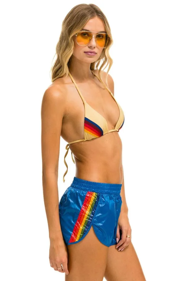 5 Stripe Nylon Jogger Short 8211 Snorkel Blue Women Aviator Nation Shorts
