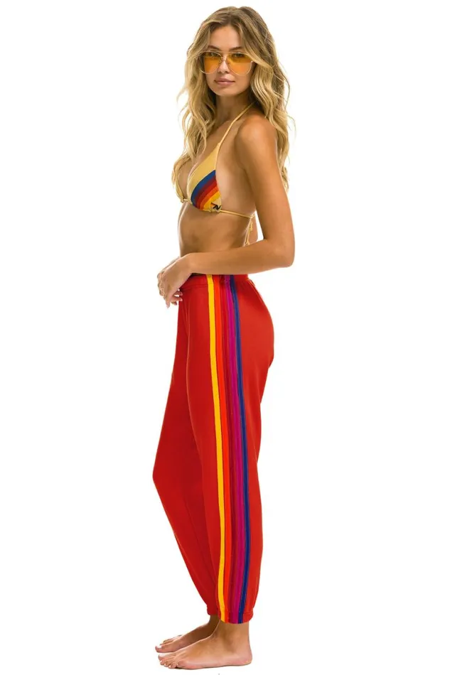 5 Stripe Sweatpants 8211 Red Yellow Purple Women Aviator Nation Sweatpants