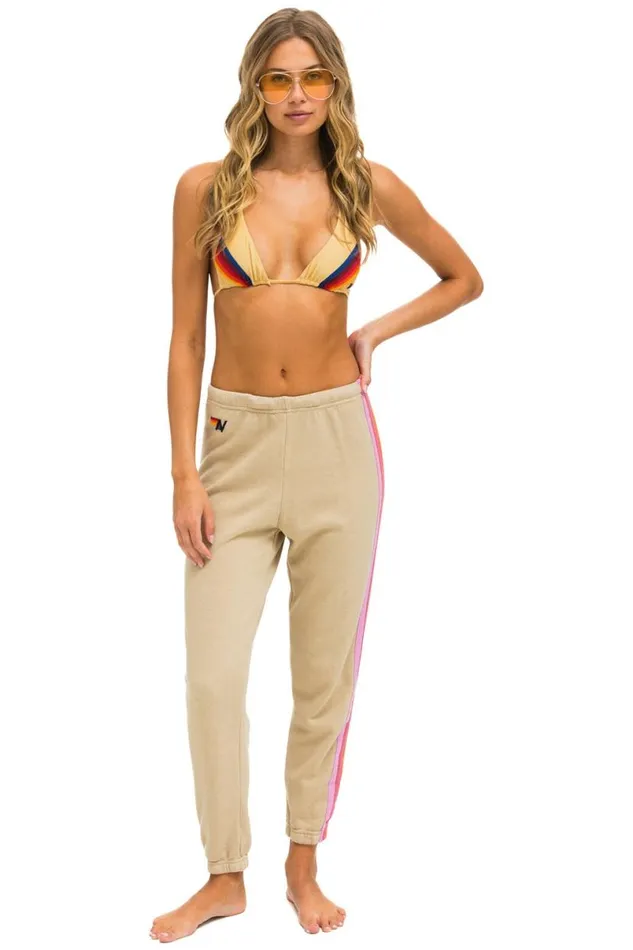 5 Stripe Sweatpants 8211 Sand Pink Green Women Aviator Nation Sweatpants