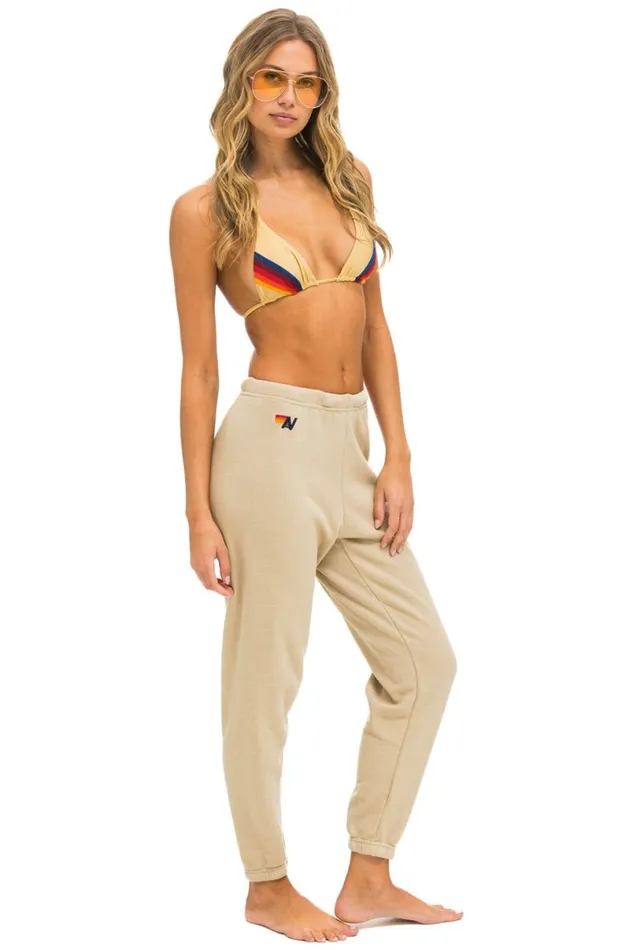 5 Stripe Sweatpants 8211 Sand Pink Green Women Aviator Nation Sweatpants