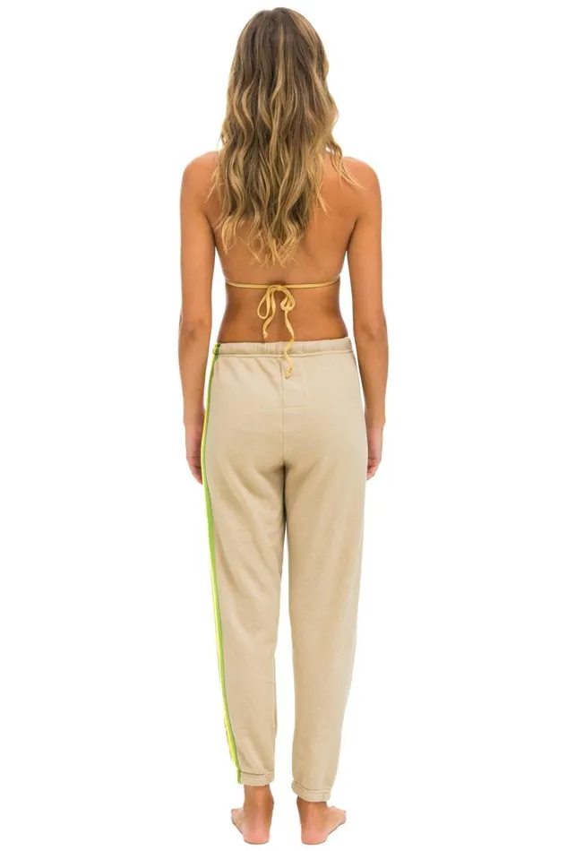 5 Stripe Sweatpants 8211 Sand Pink Green Women Aviator Nation Sweatpants