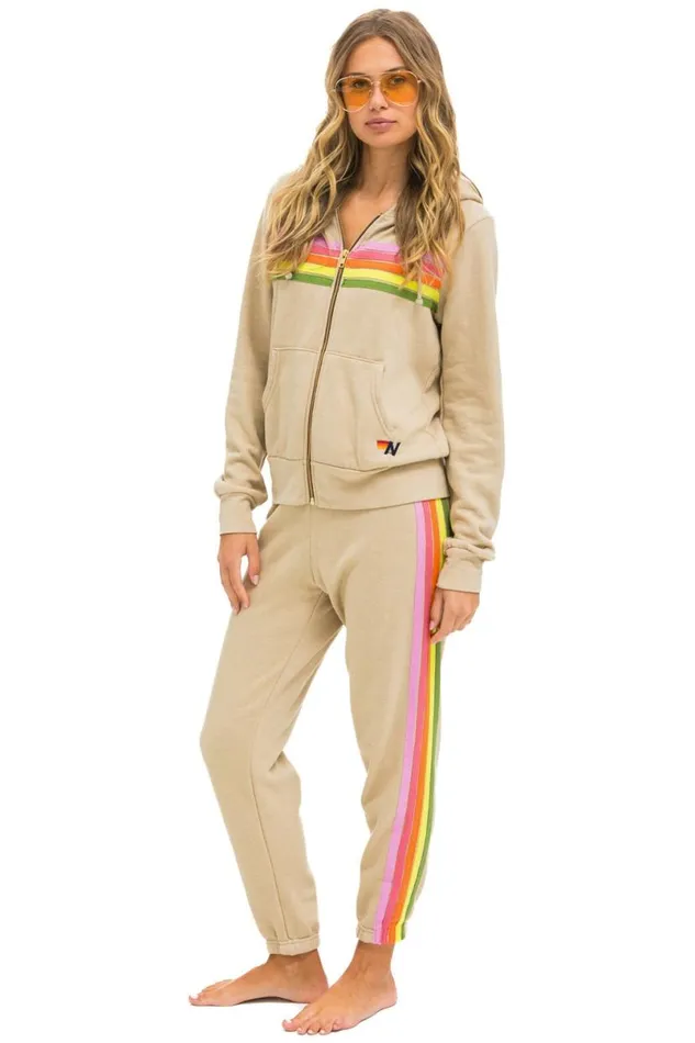 5 Stripe Sweatpants 8211 Sand Pink Green Women Aviator Nation Sweatpants