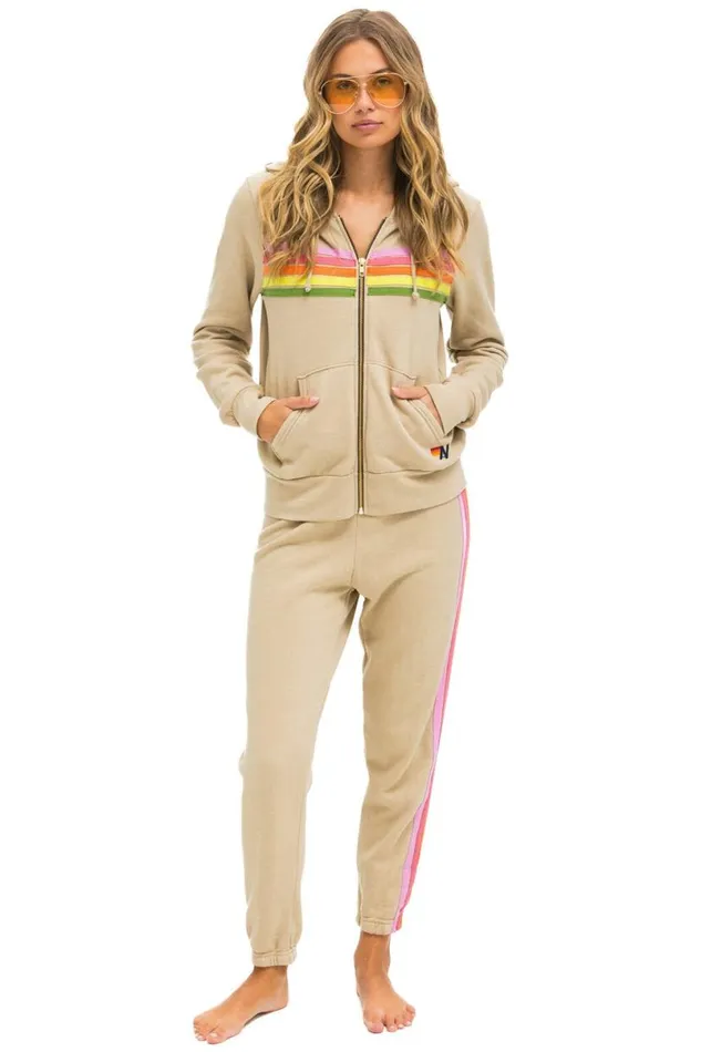 5 Stripe Sweatpants 8211 Sand Pink Green Women Aviator Nation Sweatpants