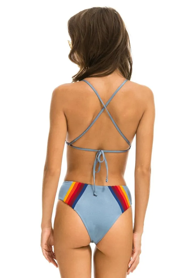 5 Stripe Triangle Cross Back Bikini Top 8211 Islanda Women Aviator Nation Swim Tops