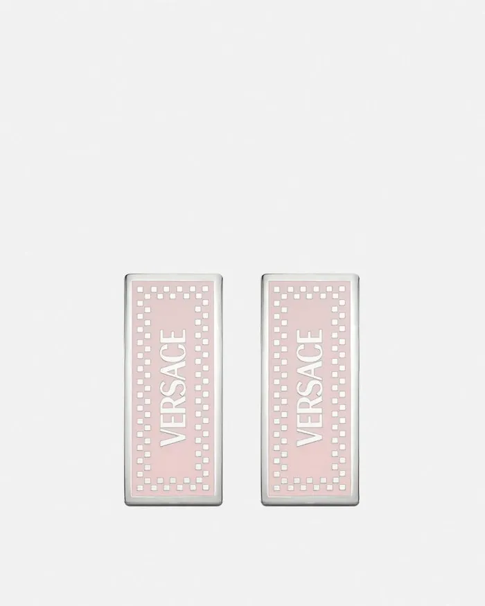 90s Vintage Logo Earrings Silver Women Versace Earrings