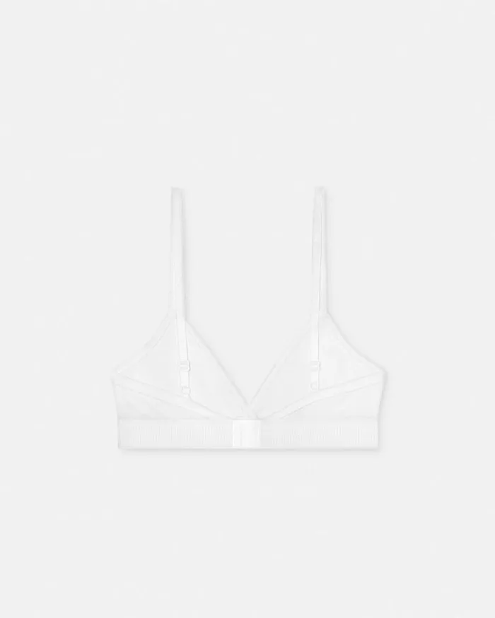 90s Vintage Logo Ribbed Bralette White Women Versace Bras and Briefs