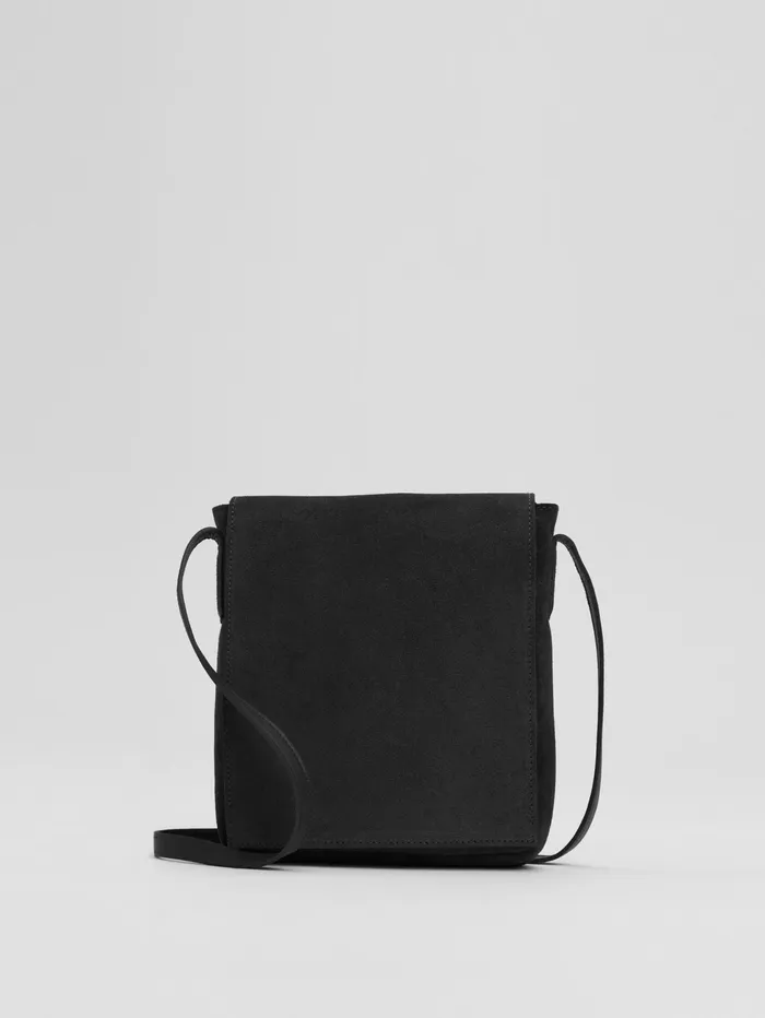 Accessories Women Eileen Fisher Italian Suede Square Crossbody Bag Black