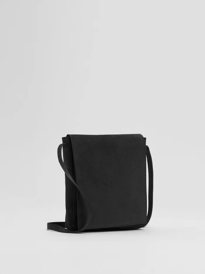 Accessories Women Eileen Fisher Italian Suede Square Crossbody Bag Black