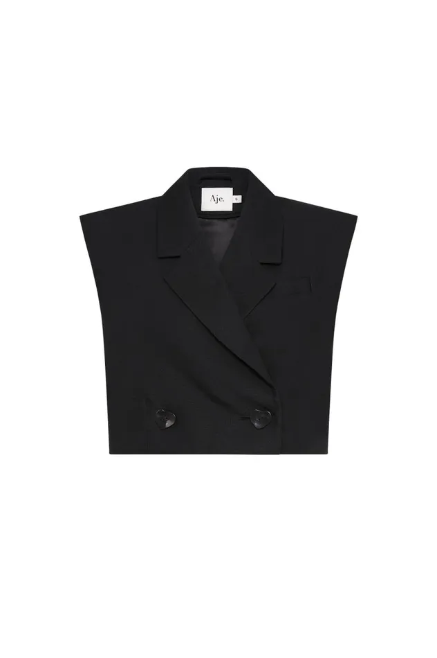 Aje Blazers Jackets and Coats Flight Oversized Crop Vest Black 8211 Women Aje Blazers Jackets and Coats Flight Oversized Crop Vest Black 8211 Women