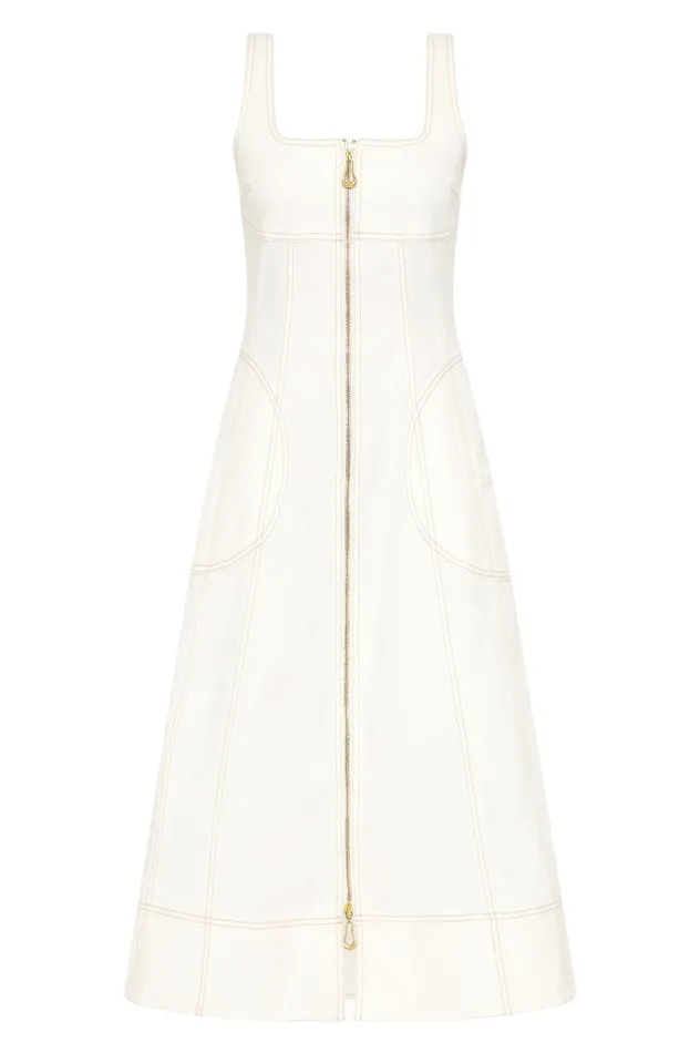 Aje Denim Emilie Denim Midi Dress White 8211 Women Aje Denim Emilie Denim Midi Dress White 8211 Women
