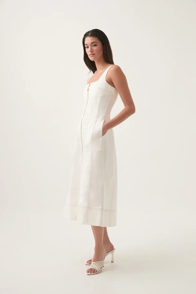 Aje Denim Emilie Denim Midi Dress White 8211 Women Aje Denim Emilie Denim Midi Dress White 8211 Women