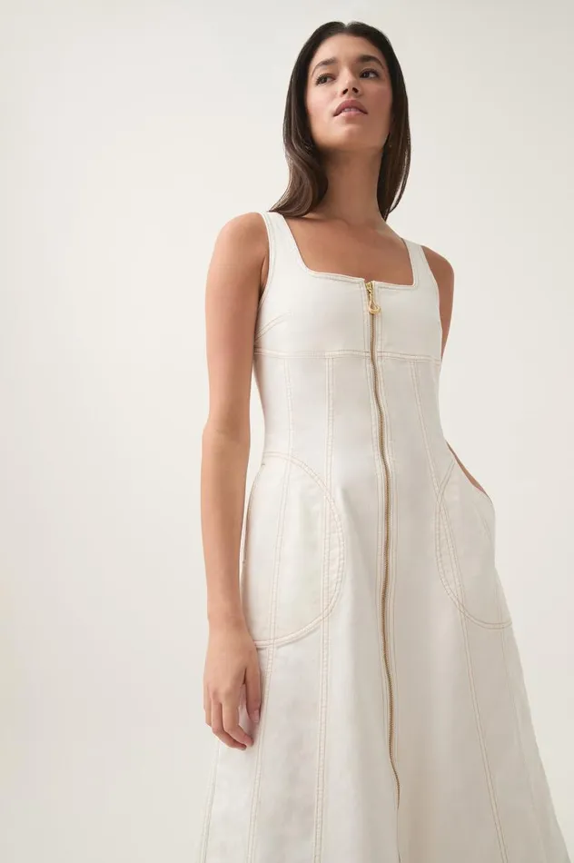 Aje Denim Emilie Denim Midi Dress White 8211 Women Aje Denim Emilie Denim Midi Dress White 8211 Women