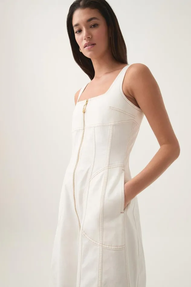 Aje Denim Emilie Denim Midi Dress White 8211 Women Aje Denim Emilie Denim Midi Dress White 8211 Women