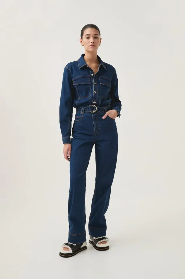 Aje Denim Neo Denim Jumpsuit Washed Indigo 8211 Women