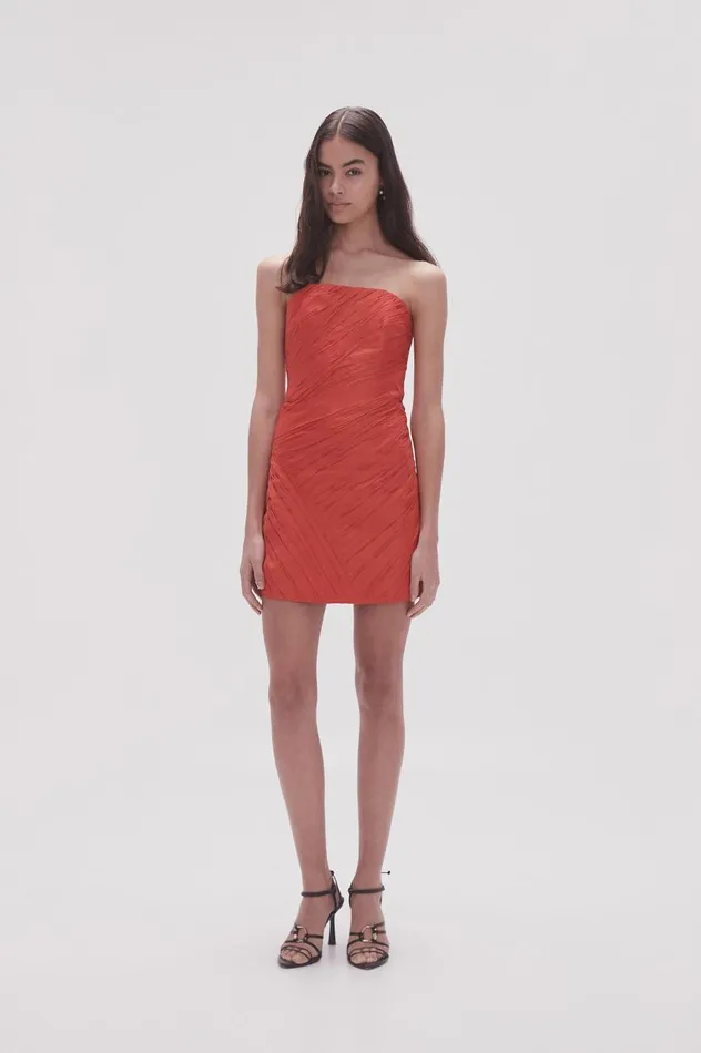 Aje Dresses Anima Ruched Mini Dress Scarlet Red 8211 Women Aje Dresses Anima Ruched Mini Dress Scarlet Red 8211 Women