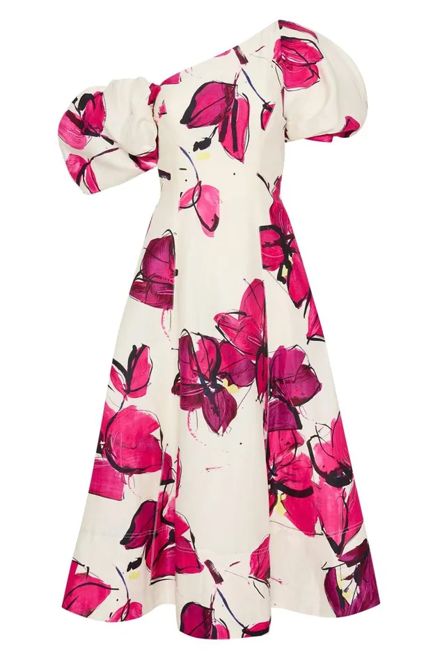 Aje Dresses Arista Tulip Sleeve Midi Dress Falling Florals 8211 Women Aje Dresses Arista Tulip Sleeve Midi Dress Falling Florals 8211 Women