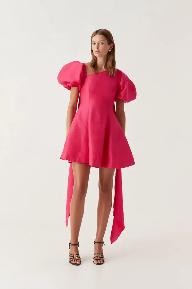 Aje Dresses Arista Tulip Sleeve Mini Dress Bougainvillea Red 8211 Women Aje Dresses Arista Tulip Sleeve Mini Dress Bougainvillea Red 8211 Women