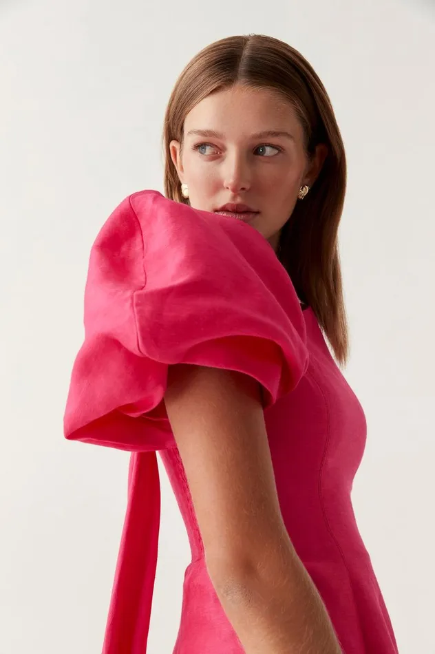 Aje Dresses Arista Tulip Sleeve Mini Dress Bougainvillea Red 8211 Women Aje Dresses Arista Tulip Sleeve Mini Dress Bougainvillea Red 8211 Women