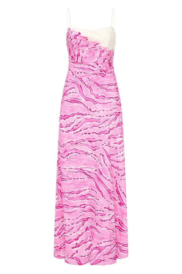 Aje Dresses Clarice Draped Maxi Dress Dappled Flame 8211 Women Aje Dresses Clarice Draped Maxi Dress Dappled Flame 8211 Women