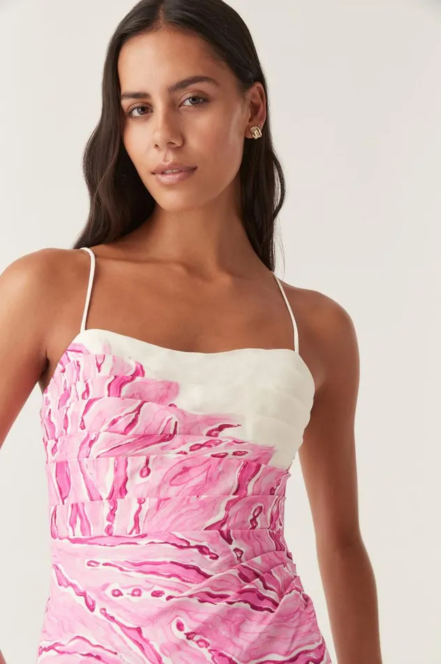 Aje Dresses Clarice Draped Maxi Dress Dappled Flame 8211 Women Aje Dresses Clarice Draped Maxi Dress Dappled Flame 8211 Women