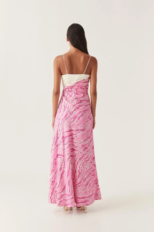 Aje Dresses Clarice Draped Maxi Dress Dappled Flame 8211 Women Aje Dresses Clarice Draped Maxi Dress Dappled Flame 8211 Women