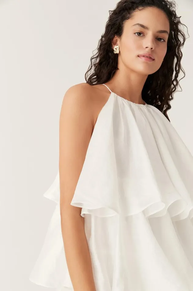 Aje Dresses Claudia Tiered Mini Dress Ivory 8211 Women Aje Dresses Claudia Tiered Mini Dress Ivory 8211 Women
