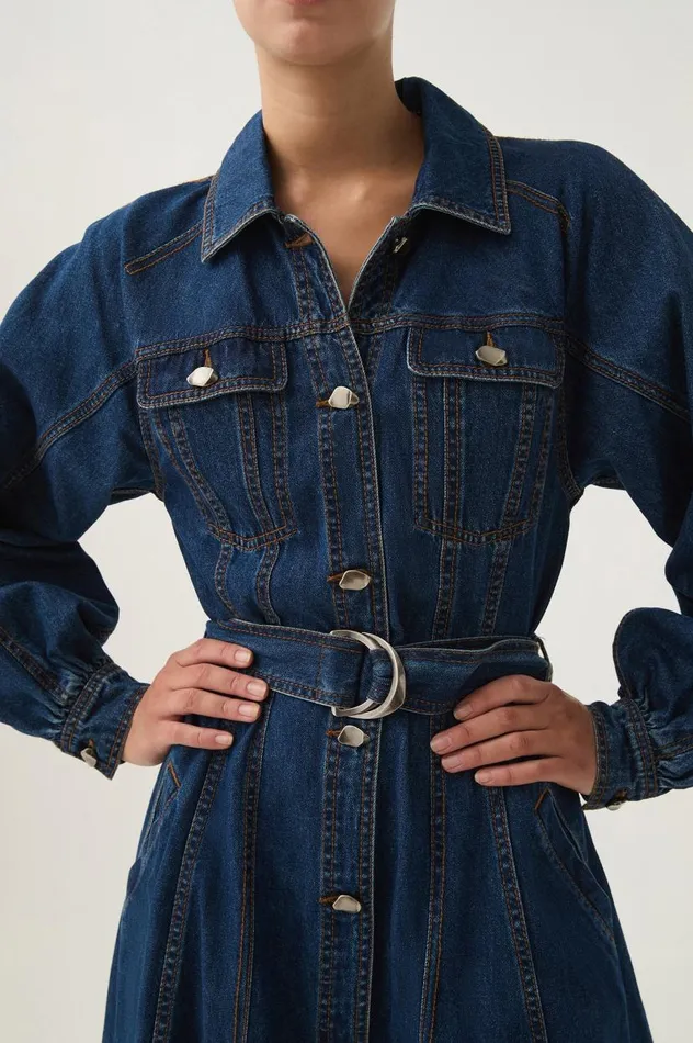 Aje Dresses Colorado Denim Mini Dress Washed Indigo 8211 Women Aje Dresses Colorado Denim Mini Dress Washed Indigo 8211 Women