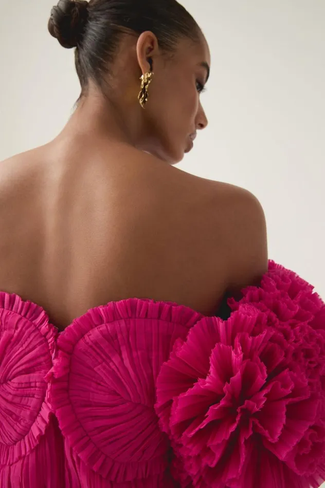 Aje Dresses Crystallise Pleated Gown Fuchsia Rose 8211 Women Aje Dresses Crystallise Pleated Gown Fuchsia Rose 8211 Women