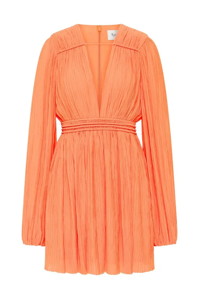 Aje Dresses Genevieve Pleated Mini Dress Apricot 8211 Women Aje Dresses Genevieve Pleated Mini Dress Apricot 8211 Women