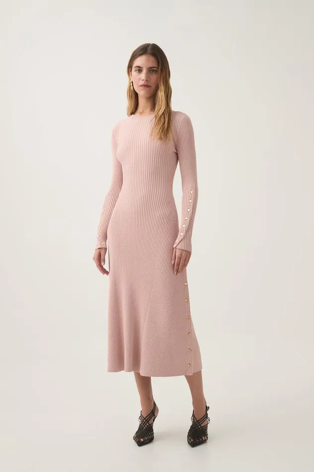 Aje Dresses Lia Knit Midi Dress Blush Pink 8211 Women Aje Dresses Lia Knit Midi Dress Blush Pink 8211 Women