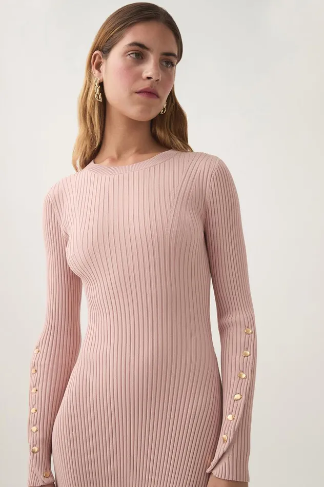 Aje Dresses Lia Knit Midi Dress Blush Pink 8211 Women Aje Dresses Lia Knit Midi Dress Blush Pink 8211 Women