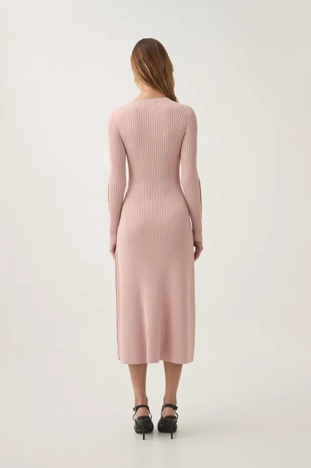 Aje Dresses Lia Knit Midi Dress Blush Pink 8211 Women Aje Dresses Lia Knit Midi Dress Blush Pink 8211 Women
