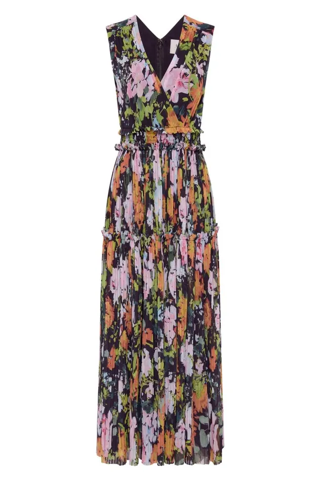 Aje Dresses Marlowe Shirred Midi Dress Midnight Floral 8211 Women Aje Dresses Marlowe Shirred Midi Dress Midnight Floral 8211 Women
