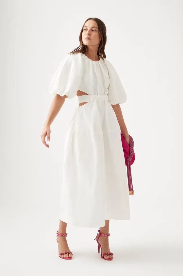 Aje Dresses Mimosa Cut Out Midi Dress Ivory 8211 Women Aje Dresses Mimosa Cut Out Midi Dress Ivory 8211 Women
