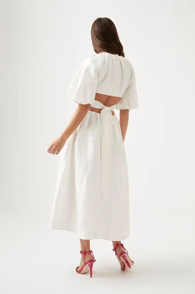 Aje Dresses Mimosa Cut Out Midi Dress Ivory 8211 Women Aje Dresses Mimosa Cut Out Midi Dress Ivory 8211 Women