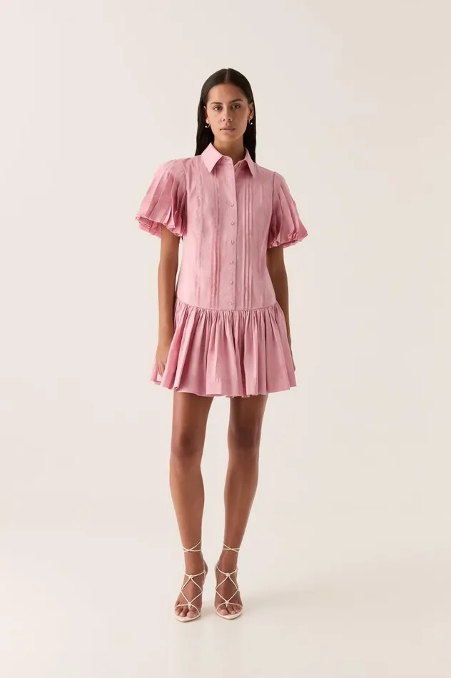 Aje Dresses Mythos Pintucked Mini Dress Chalk Pink 8211 Women