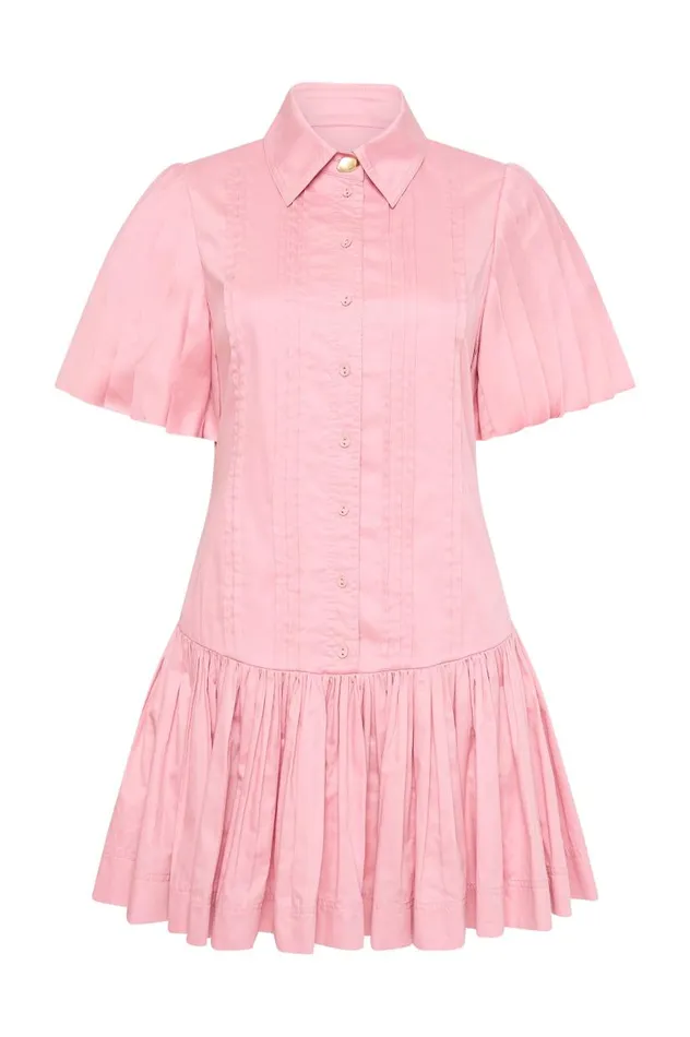 Aje Dresses Mythos Pintucked Mini Dress Chalk Pink 8211 Women Aje Dresses Mythos Pintucked Mini Dress Chalk Pink 8211 Women