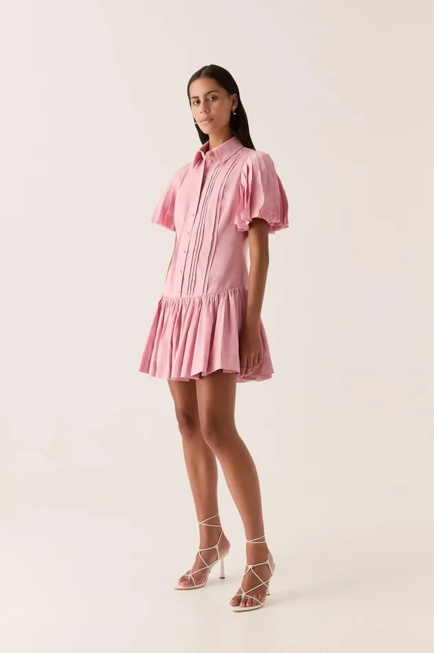 Aje Dresses Mythos Pintucked Mini Dress Chalk Pink 8211 Women Aje Dresses Mythos Pintucked Mini Dress Chalk Pink 8211 Women