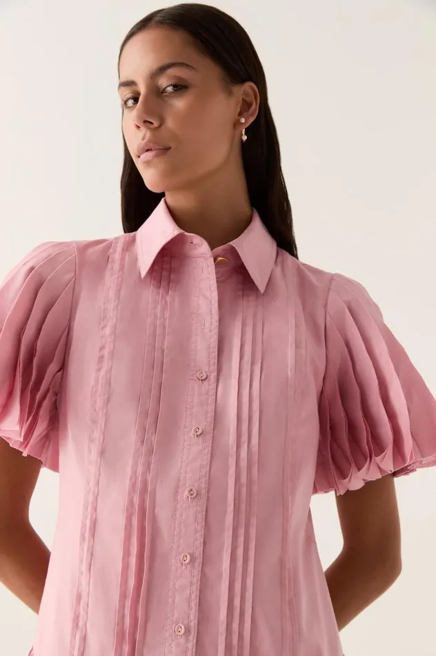Aje Dresses Mythos Pintucked Mini Dress Chalk Pink 8211 Women Aje Dresses Mythos Pintucked Mini Dress Chalk Pink 8211 Women