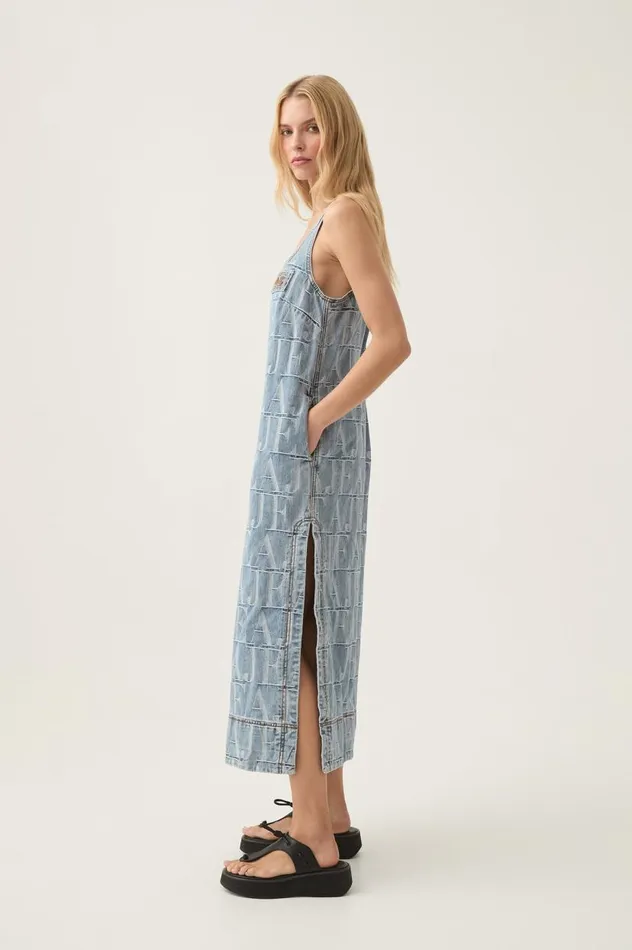 Aje Dresses Nostalgia Denim Midi Dress Coastal Logo Wash 8211 Women Aje Dresses Nostalgia Denim Midi Dress Coastal Logo Wash 8211 Women