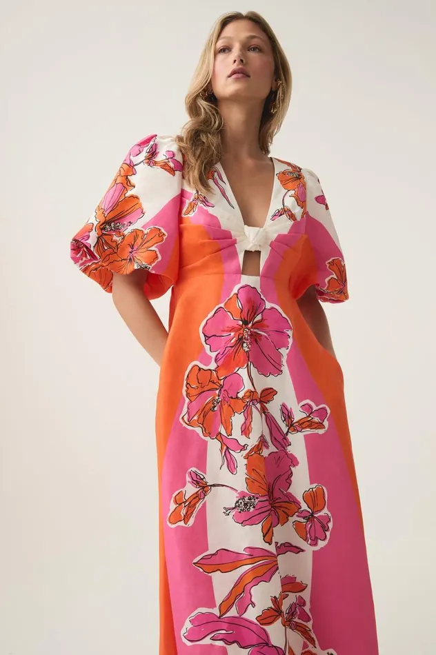 Aje Dresses Overflow Knotted Midi Dress Vivid Hibiscus 8211 Women Aje Dresses Overflow Knotted Midi Dress Vivid Hibiscus 8211 Women