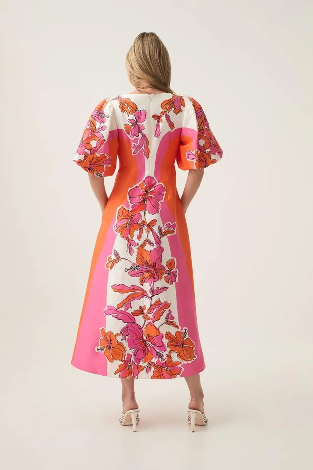 Aje Dresses Overflow Knotted Midi Dress Vivid Hibiscus 8211 Women Aje Dresses Overflow Knotted Midi Dress Vivid Hibiscus 8211 Women