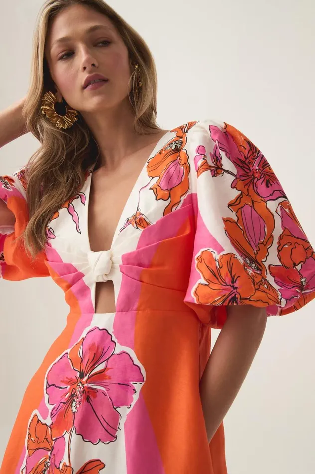 Aje Dresses Overflow Knotted Midi Dress Vivid Hibiscus 8211 Women Aje Dresses Overflow Knotted Midi Dress Vivid Hibiscus 8211 Women